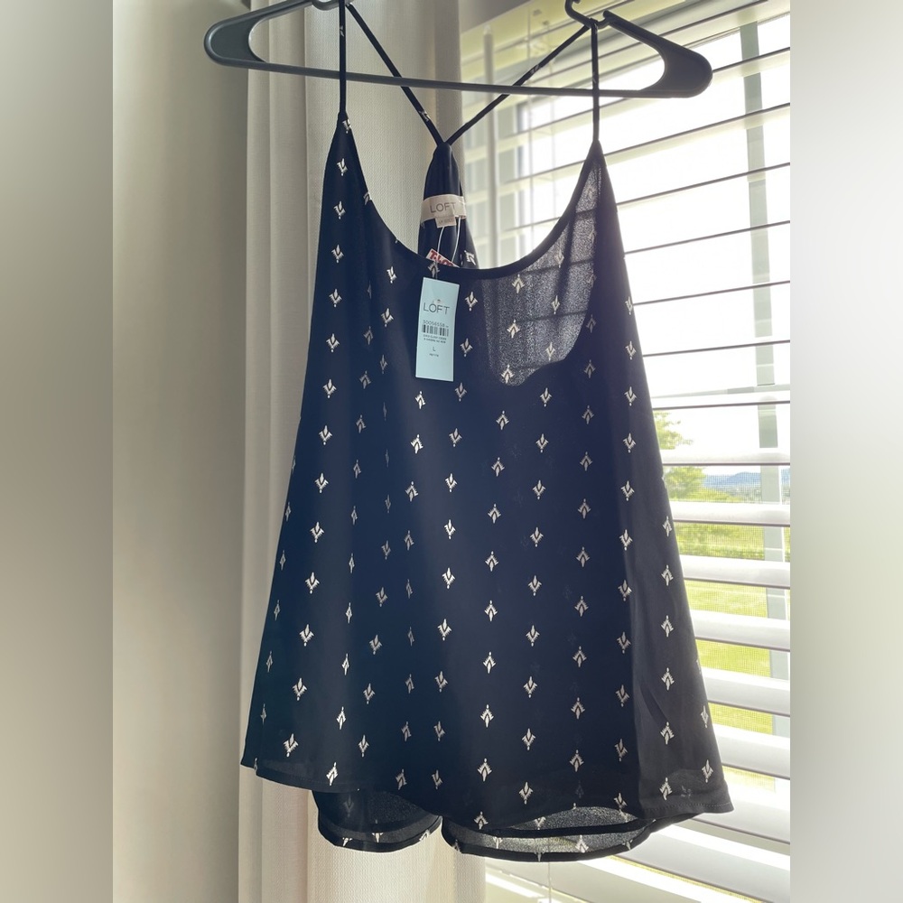 LOFT Black Dress with White Accents